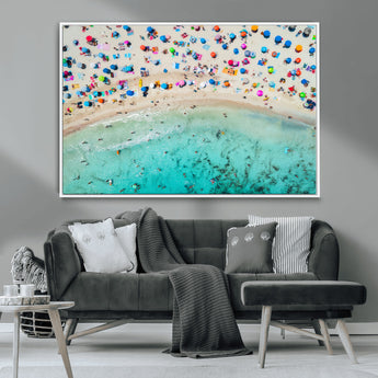 76172085-MGV-CV-36X24-Tropical Shoreline Wall Art Canvas Print, Framed Beach Relaxing Art Picture Print, Aerial Summer Perfect Coastal Vibrant Decor