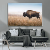 99620201-MGV-CV-36X24-Wild Bison Wall Art Canvas Print, Framed Bison in Prairie Art Picture Print, Rustic Western Perfect Rustic Western Decor Artwork