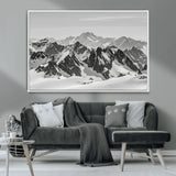 46884246-MGV-CV-36X24-Snowy Mountain Wall Art Canvas Print, Framed Mountain Peaks Art Picture Print, Alpine Mountains Perfect Minimalist Alpine Decor
