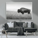 28435251-MGV-CV-36X24-Bison In Prairie Wall Art Canvas Print, Framed Rustic Wildlife Art Picture Print, Wild Buffalo Perfect Rustic Western Decor