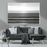 47305203-MGV-CV-36X24-Monochrome Ocean Wall Art Canvas Print, Framed Moody Ocean Art Picture Print, Calm Ocean Perfect Minimalist Coastal Decor Artwork