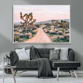 12540952-MGV-CV-36X24-Joshua Tree Park Wall Art Canvas Print, Framed Desert Road Art Picture Print, Sunset Drive Perfect Southwestern Boho Decor Artwork