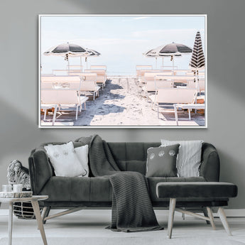 67623952-MGV-CV-36X24-Minimalist Beach Wall Art Canvas Print, Framed Pastel Sand Art Picture Print, Beach Aesthetic Perfect Coastal Minimalist Decor