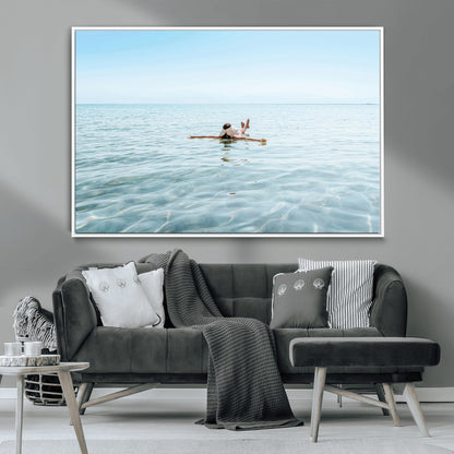 32624554-MGV-CV-36X24-Swimming Relaxation Wall Art Canvas Print, Framed Peaceful Water Art Picture Print, Clear Sea Perfect Minimalist Aquatic Decor
