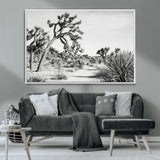 88164251-MGV-CV-36X24-Joshua Tree Wall Art Canvas Print, Framed Desert Path Art Picture Print, Monochrome Desert Perfect Minimalist Desert Decor Artwork