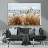 14270839-MGV-CV-36X24-Beach Grass Wall Art Canvas Print, Framed Coastal Dunes Art Picture Print, Dune Grass Perfect Coastal Minimalist Decor Artwork