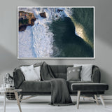 37405684-MGV-CV-36X24-Nazaré Coast Wall Art Canvas Print, Framed Aerial Ocean Art Picture Print, Coastal Fortress Perfect Dramatic Coastal Decor Artwork