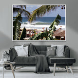34722557-MGV-CV-36X24-Tropical Shoreline Wall Art Canvas Print, Framed Surfer Beach Art Picture Print, Coastal Surf Perfect Tropical Coastal Decor