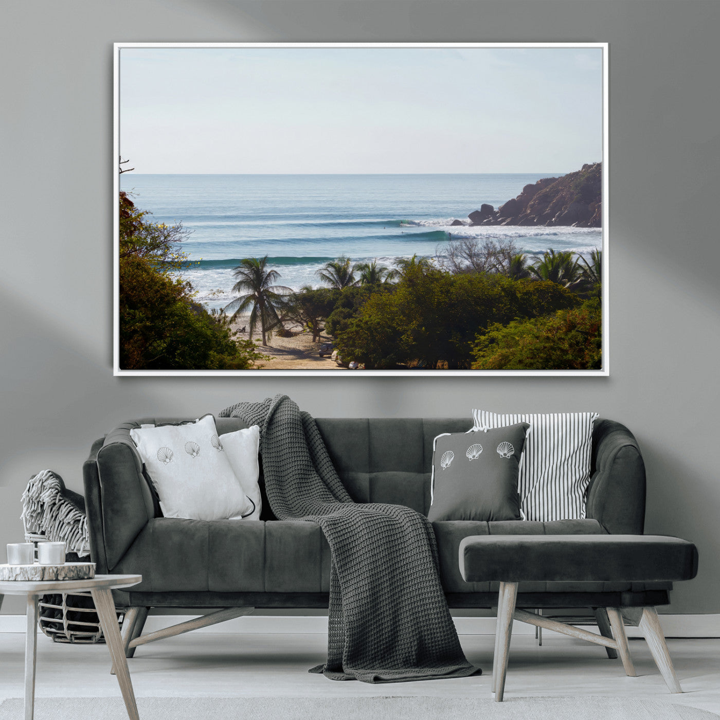 88336640-MGV-CV-36X24-Tropical Beach Scene Wall Art Canvas Print, Framed Coastal Photography Art Picture Print, Ocean Horizon Art Perfect Coastal Boho
