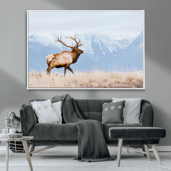 96024025-MGV-CV-36X24-Elk Photography Wall Art Canvas Print, Framed Mountain Wildlife Art Picture Print, Rustic Lodge Decor Perfect Rustic Lodge Decor