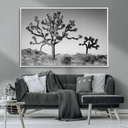 50975475-MGV-CV-36X24-Joshua Tree Art Wall Art Canvas Print, Framed Desert Tree Print Art Picture Print, Black White Nature Perfect Southwestern Boho