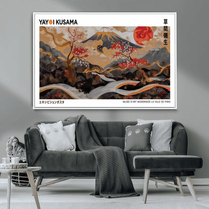 85375874-MGV-CV-36X24-Mount Fuji Abstract Wall Art – Japanese Landscape Canvas Print, Cherry Blossom & Red Sun Painting, Elegant Modern Zen Asian Home