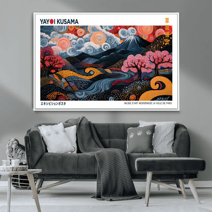 43879290-MGV-CV-36X24-Japanese Abstract Wall Art – Mount Fuji Cherry Blossom Canvas Print, Modern Asian Inspired Landscape Decor for Living Room,