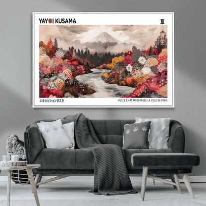 32352074-MGV-CV-36X24-Japanese Landscape Wall Art – Mount Fuji River Canvas Print, Modern Asian Inspired Nature Decor for Living Room, Bedroom, Office