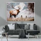70489411-MGV-CV-36X24-Elk Photography Wall Art Canvas Print, Framed Mountain Wildlife Art Picture Print, Rustic Nature Decor Perfect Rustic Lodge Decor