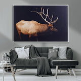 89239257-MGV-CV-36X24-Bull Elk Decor Wall Art Canvas Print, Framed Elk Photography Art Picture Print, Rustic Wildlife Perfect Rustic Lodge Decor Artwork