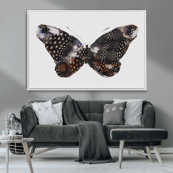 99831147-MGV-CV-36X24-Spotted Butterfly Wall Art Canvas Print, Framed Neutral Insect Theme Art Picture Print, Earthy Wing Pattern Perfect Modern Rustic
