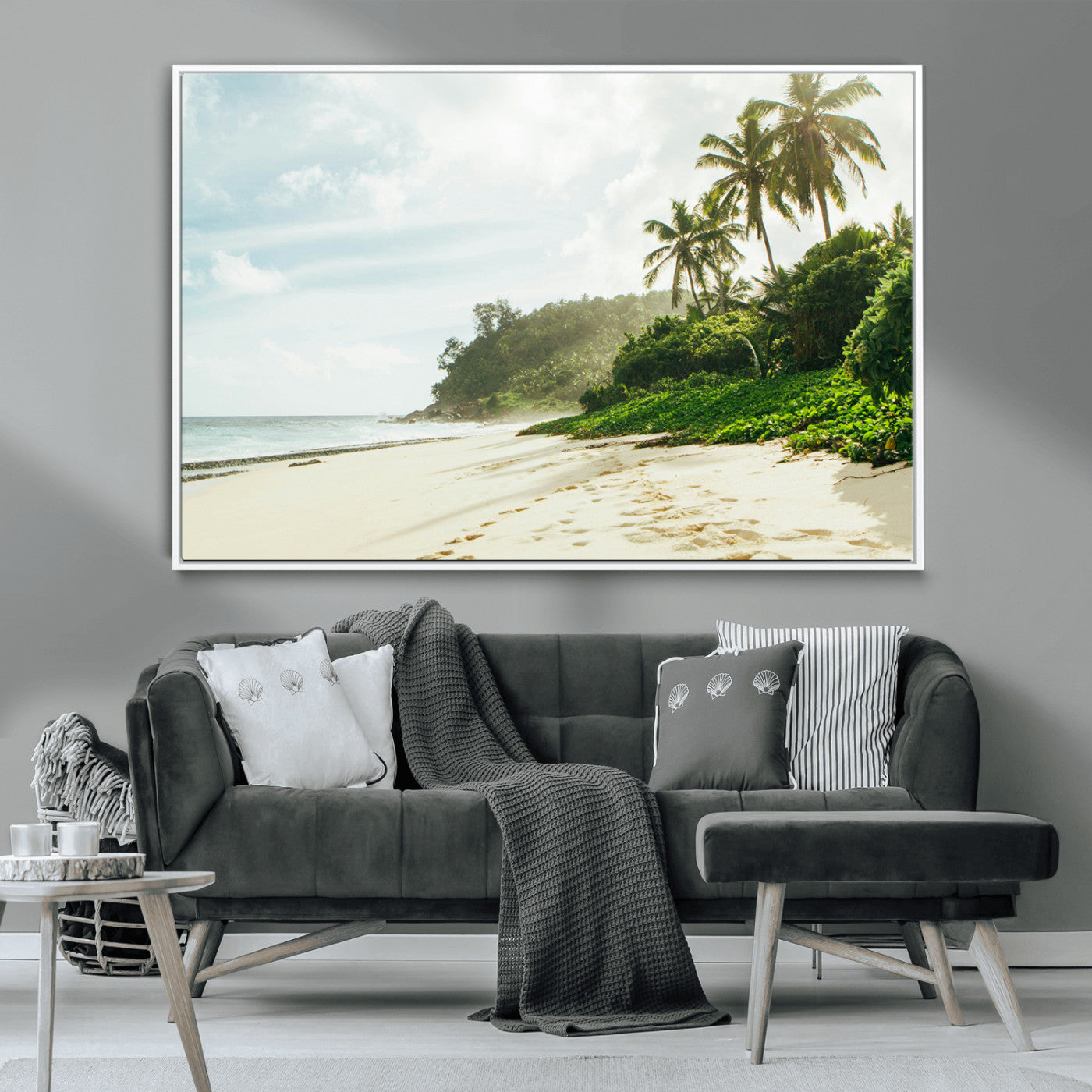 42984524-MGV-CV-36X24-Relaxing Beach Wall Art Canvas Print, Framed Ocean View Art Picture Print, Coastal Serenity Perfect Tropical Coastal Decor Artwork