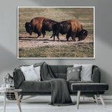 58141885-MGV-CV-36X24-Bison Photography Wall Art Canvas Print, Framed Western Wildlife Art Picture Print, Modern Ranch Perfect Western Rustic Decor