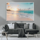 94538225-MGV-CV-36X24-Beach Sunset Wall Art Canvas Print, Framed Ocean Waves Art Picture Print, Summer Escape Perfect Coastal Serenity Decor Artwork