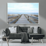 31602988-MGV-CV-36X24-Beach Boardwalk Wall Art Canvas Print, Framed Coastal Serenity Art Picture Print, Ocean View Perfect Coastal Minimalist Decor