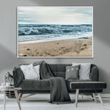 81812590-MGV-CV-36X24-Ocean Wall Art Wall Art Canvas Print, Framed Coastal Canvas Art Picture Print, Moody Seascape Perfect Coastal Minimalist Decor
