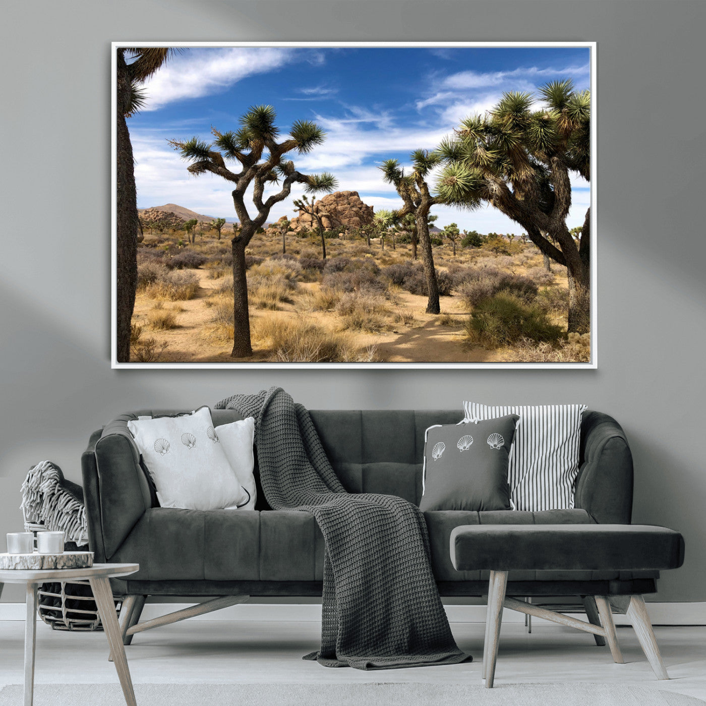 25722592-MGV-CV-36X24-Joshua Tree Desert Wall Art Canvas Print, Framed Southwestern Nature Art Picture Print, Rustic Earth Tones Perfect Southwestern
