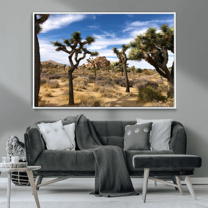25722592-MGV-CV-36X24-Joshua Tree Desert Wall Art Canvas Print, Framed Southwestern Nature Art Picture Print, Rustic Earth Tones Perfect Southwestern