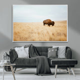 61392510-MGV-CV-36X24-Buffalo Wall Art Wall Art Canvas Print, Framed Western Wildlife Decor Art Picture Print, Rustic Farmhouse Art Perfect Rustic