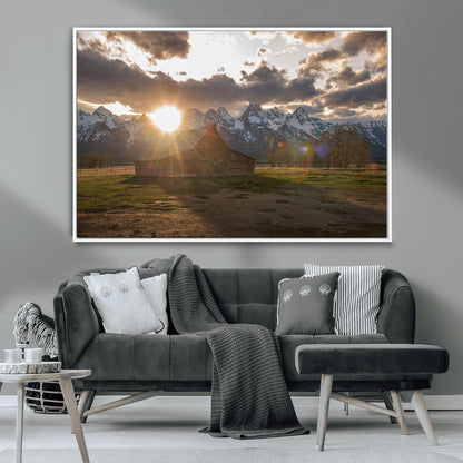 52555760-MGV-CV-36X24-Snowy Peaks Wall Art Canvas Print, Framed Nature Escape Art Picture Print, Rustic Charm Perfect Rustic Western Decor Artwork