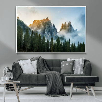 21145440-MGV-CV-36X24-Wilderness Wall Art Wall Art Canvas Print, Framed Nature Landscape Decor Art Picture Print, Misty Forest Photography Perfect