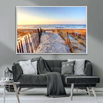 73351887-MGV-CV-36X24-Ocean Sunset Wall Art Wall Art Canvas Print, Framed Nautical Photography Art Picture Print, Summer Beach House Decor Perfect