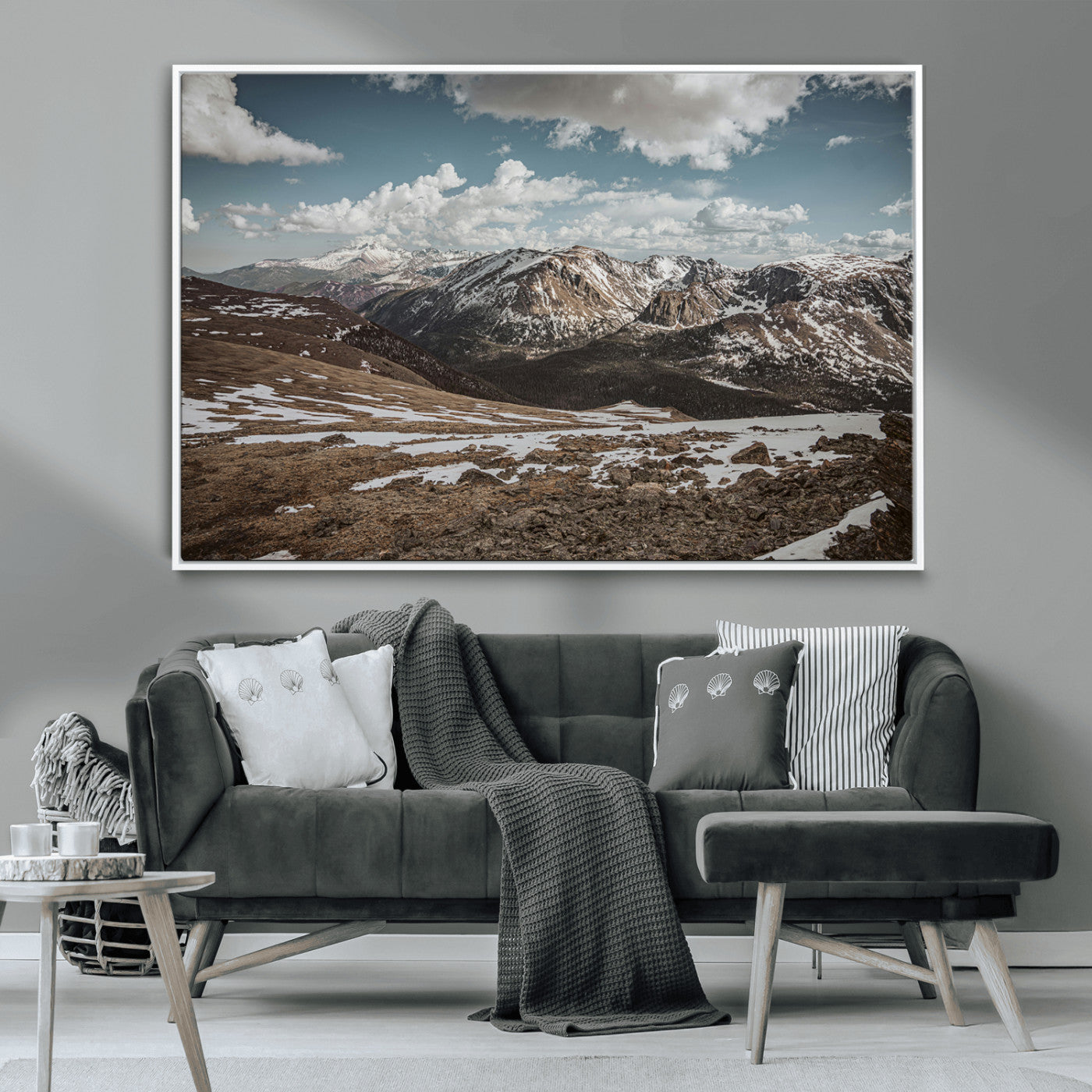 44565953-MGV-CV-36X24-Mountain Landscape Wall Art Canvas Print, Framed Snowy Peaks Art Picture Print, Rugged Highlands Perfect Rustic Adventure Decor