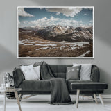 44565953-MGV-CV-36X24-Mountain Landscape Wall Art Canvas Print, Framed Snowy Peaks Art Picture Print, Rugged Highlands Perfect Rustic Adventure Decor