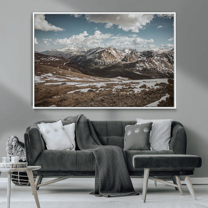 44565953-MGV-CV-36X24-Mountain Landscape Wall Art Canvas Print, Framed Snowy Peaks Art Picture Print, Rugged Highlands Perfect Rustic Adventure Decor