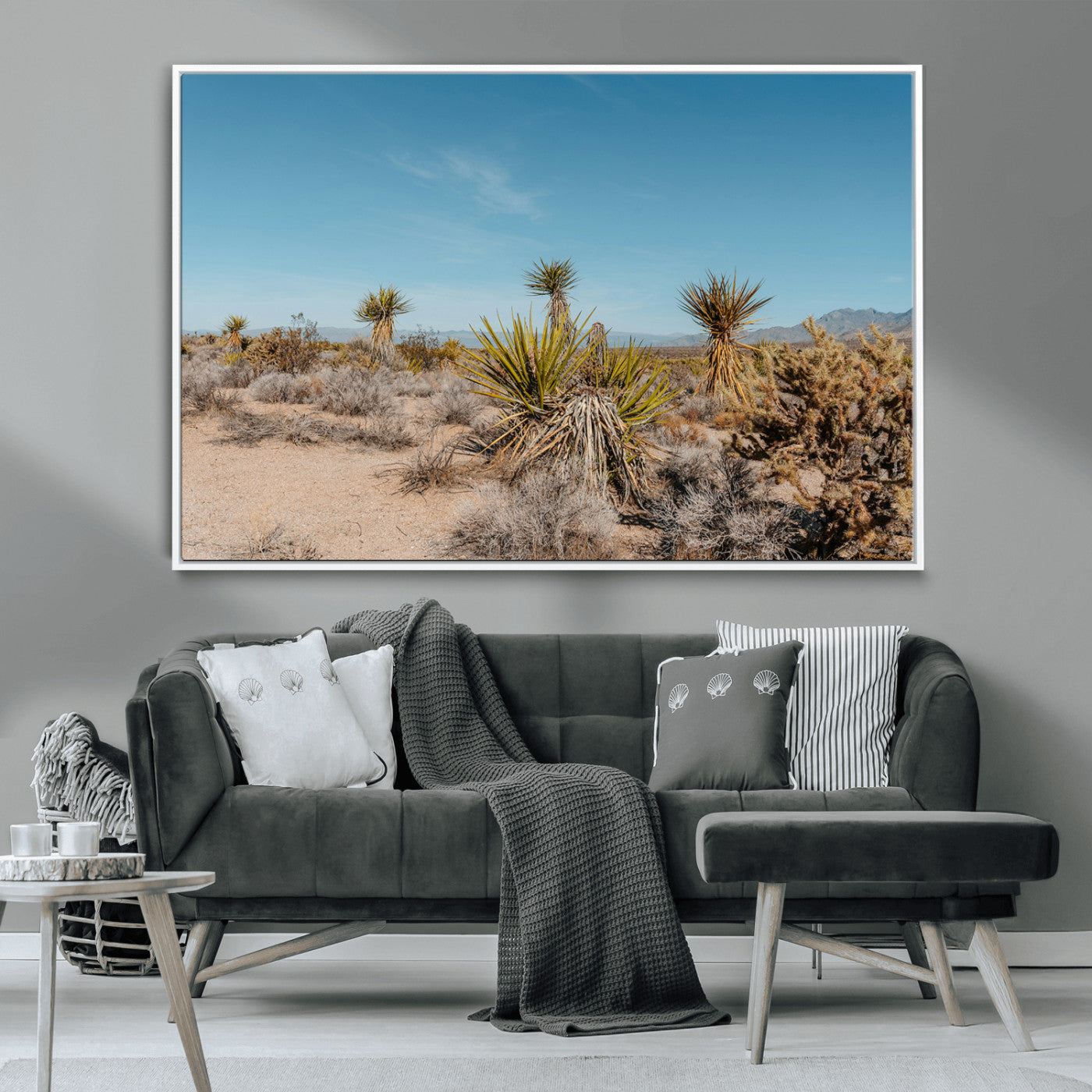 35156165-MGV-CV-36X24-Joshua Tree Wall Art Canvas Print, Framed Desert Landscape Art Picture Print, Warm Earth Tones Perfect Southwestern Minimalist