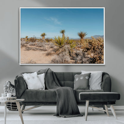 35156165-MGV-CV-36X24-Joshua Tree Wall Art Canvas Print, Framed Desert Landscape Art Picture Print, Warm Earth Tones Perfect Southwestern Minimalist