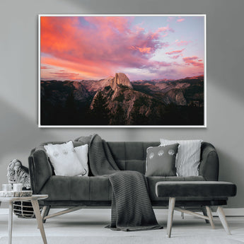 32786115-MGV-CV-36X24-Half Dome Wall Art Canvas Print, Framed Yosemite National Park Art Picture Print, Dramatic Sunset Perfect Adventurous Wilderness