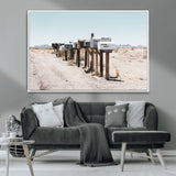 54616109-MGV-CV-36X24-Desert Mailboxes Wall Art – Rustic Rural Roadside Photography Canvas Print, American Southwest Landscape Home Decor for Living