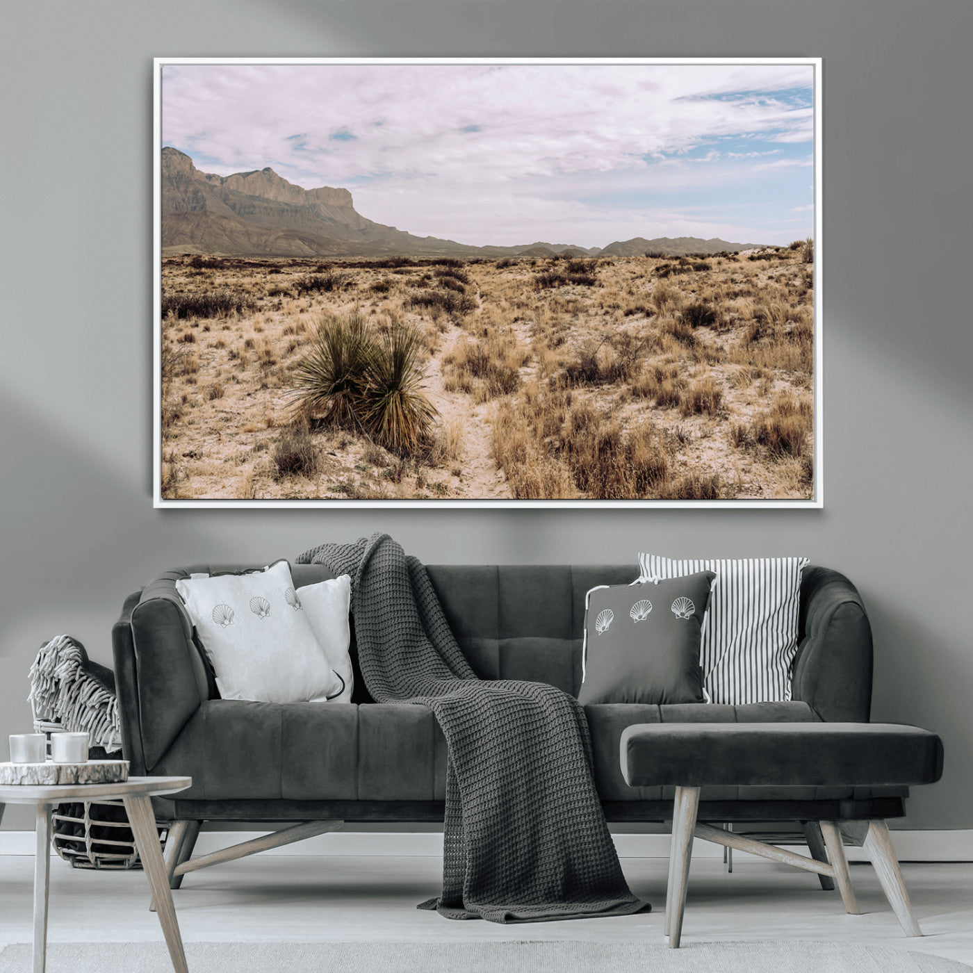 20681831-MGV-FC-36X24_White-Desert Landscape Wall Art – Southwestern Mountain Canvas Print, Rustic Western Nature Photography Decor for Living Room, Office,
