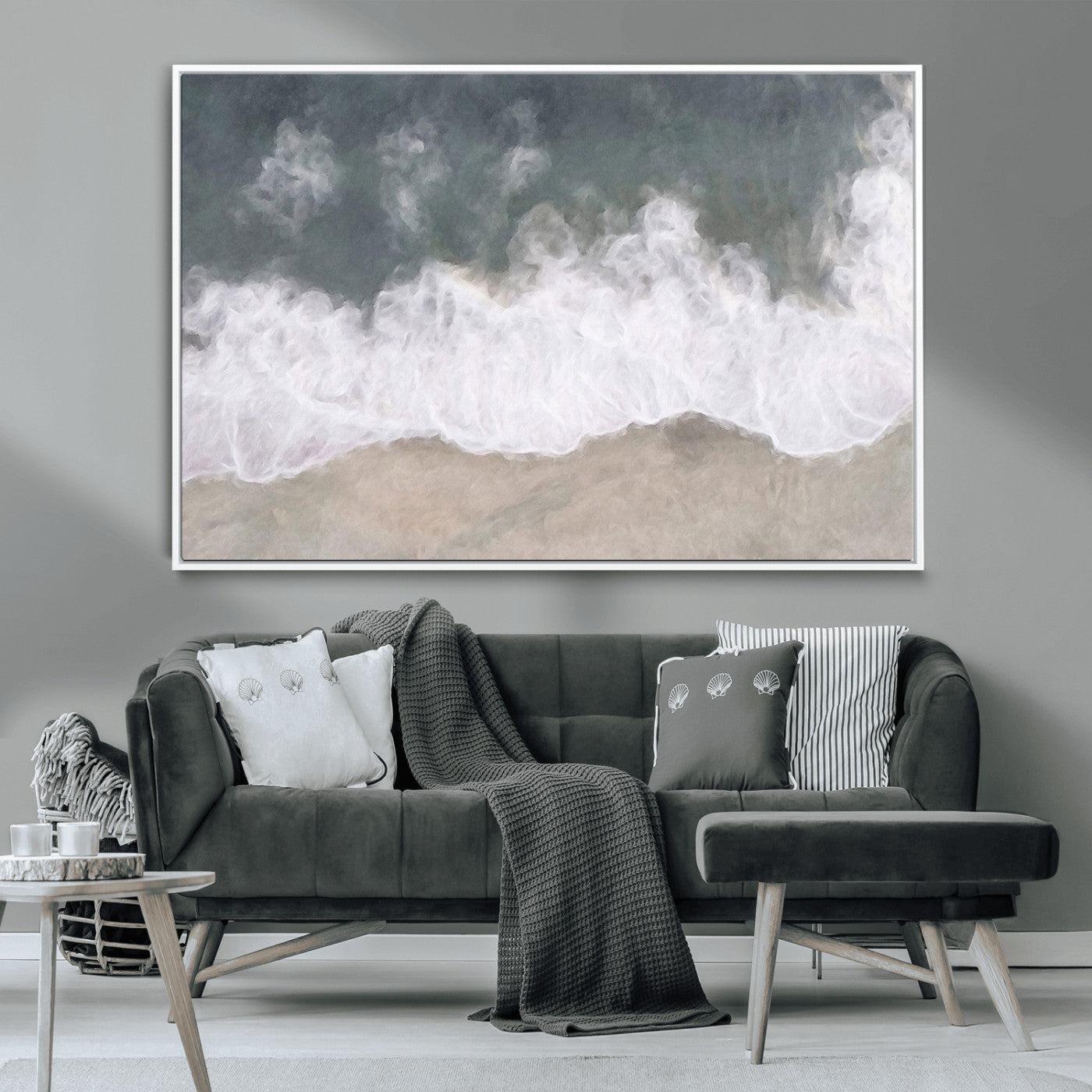10072982-MGV-CV-36X24-Abstract Ocean Wave Wall Art – Coastal Beach Canvas Print, Minimalist Seascape Painting, Modern Ocean Inspired Artwork for Living
