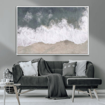 10072982-MGV-CV-36X24-Abstract Ocean Wave Wall Art – Coastal Beach Canvas Print, Minimalist Seascape Painting, Modern Ocean Inspired Artwork for Living