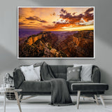 75573843-MGV-CV-36X24-Grand Canyon Sunset Wall Art – Panoramic Canyon Landscape Canvas Print, Dramatic Desert Cliffs Artwork, Nature Inspired Scenic
