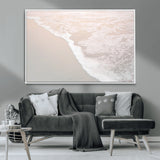 28414510-MGV-FC-36X24_White-Ocean Shoreline Wall Art – Minimal Coastal Beach Canvas Print, Soft Sea Foam and Sand Photography Artwork, Relaxing Nautical Decor