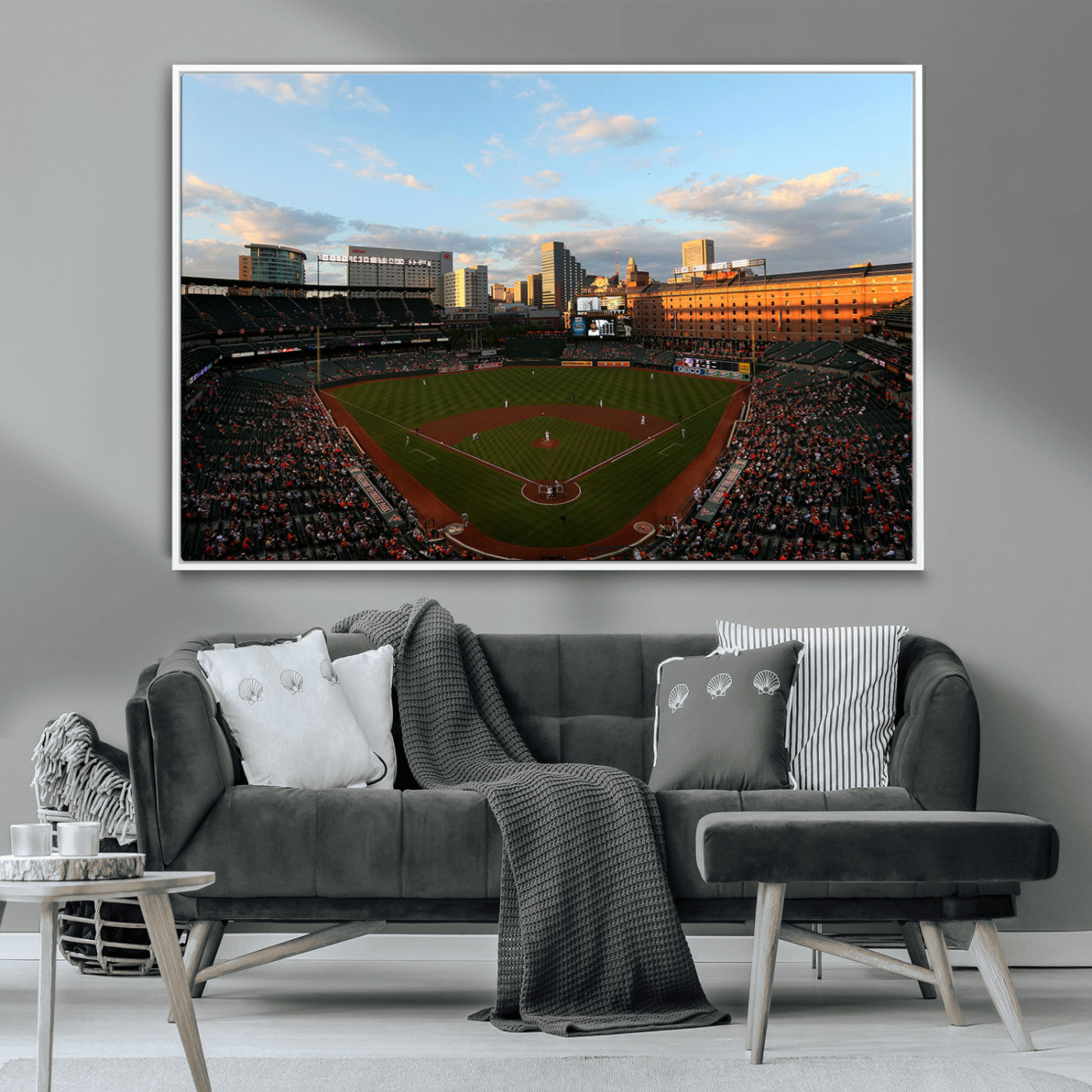 22285236-MGV-CV-36X24-Baseball Stadium Sunset – Panoramic Ballpark Canvas Wall Art, Sports Decor for Office, Man Cave, Game Room, Sports Bar, Baseball