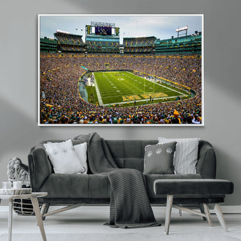 96617112-MGV-CV-36X24-Lambeau Field Wall Art – Green Bay Packers NFL Football Stadium Canvas Print – Game Day Crowd Sports Decor for Man Cave, Bar, or