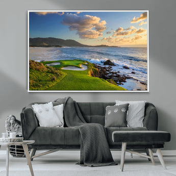 50107048-MGV-CV-36X24-Golf Course Wall Art – Coastal Ocean View Canvas Print, Scenic Fairway Landscape Decor for Office, Man Cave, Bedroom, or Living