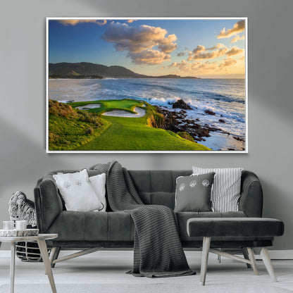 50107048-MGV-CV-36X24-Golf Course Wall Art – Coastal Ocean View Canvas Print, Scenic Fairway Landscape Decor for Office, Man Cave, Bedroom, or Living