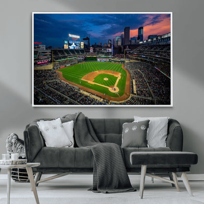 68222753-MGV-CV-36X24-Baseball Stadium Wall Art – Panoramic Night Game Canvas Print, Sports Decor for Man Cave, Office, Bar, or Living Room