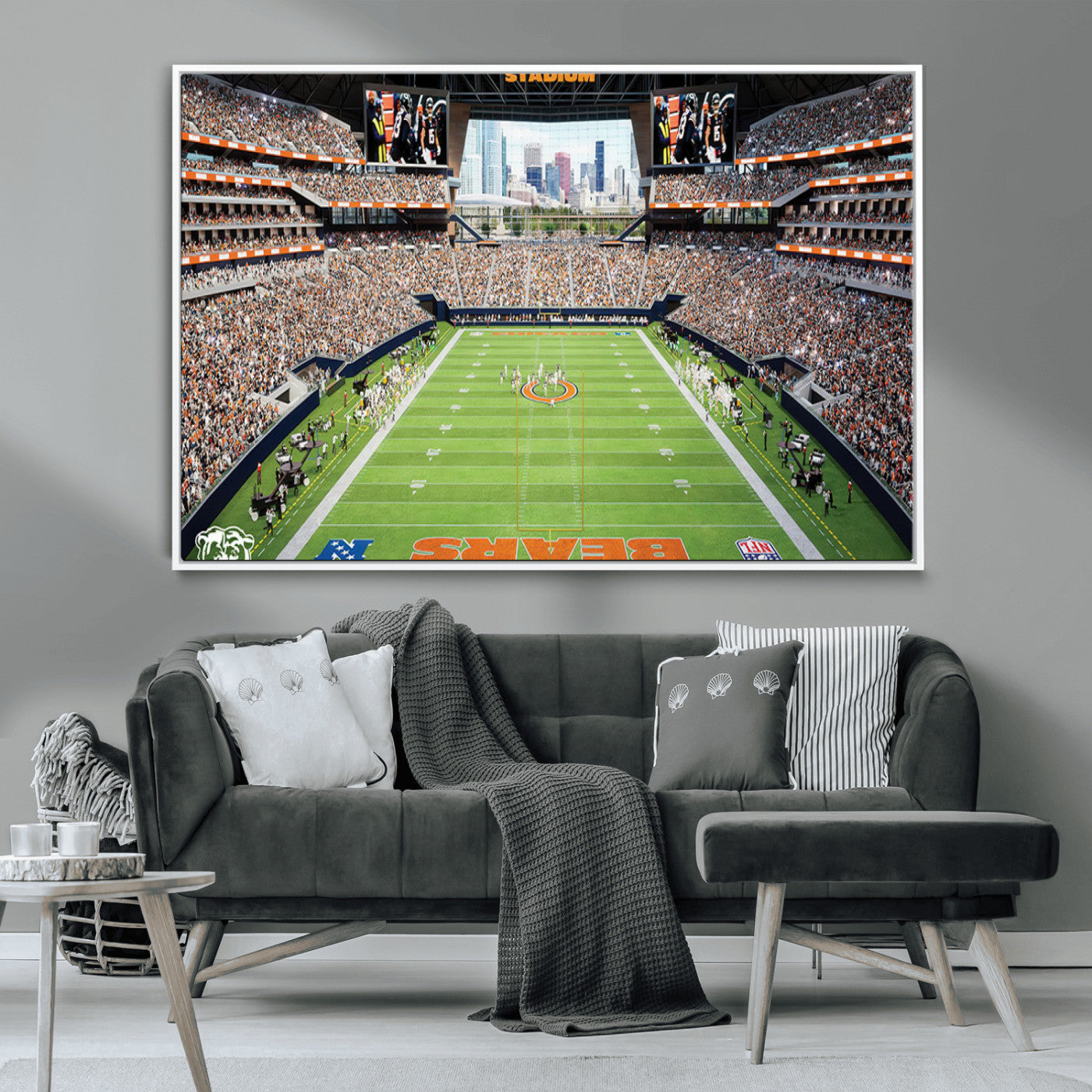 76935553-MGV-CV-36X24-Football Stadium Wall Art – Panoramic Game Day Canvas Print, Sports Decor for Man Cave, Office, Bar, or Living Room